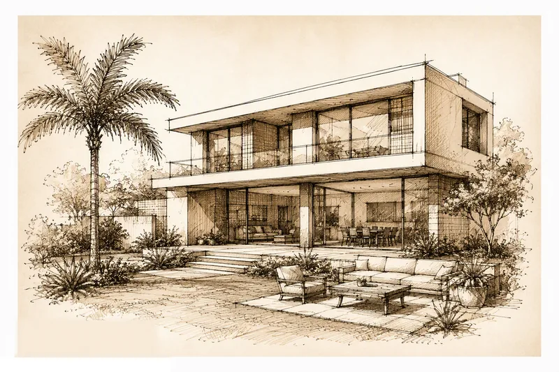 Boceto de vivienda unifamiliar realizado por el estudio